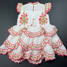 Load image into Gallery viewer, Girls Marlo, stunning embroidered cotton dress, EUC, size 00, L: 41cm