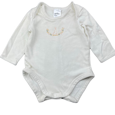 Girls Anko, soft feel organic cotton bodysuit / romper, EUC, size 00,  