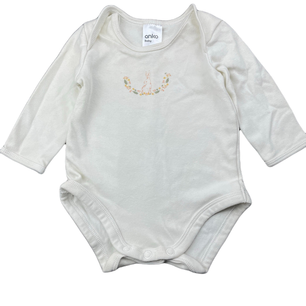 Girls Anko, soft feel organic cotton bodysuit / romper, EUC, size 00,  