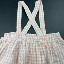 Load image into Gallery viewer, Girls Baby Baby, pink check suspender skirt, elasticated, EUC, size 0,  