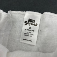 Load image into Gallery viewer, unisex Big Softies, white cotton singlet top, EUC, size 0,  