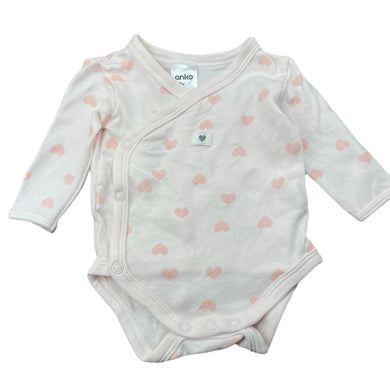 Girls Anko, pink cotton bodysuit / romper, EUC, size 0000,  