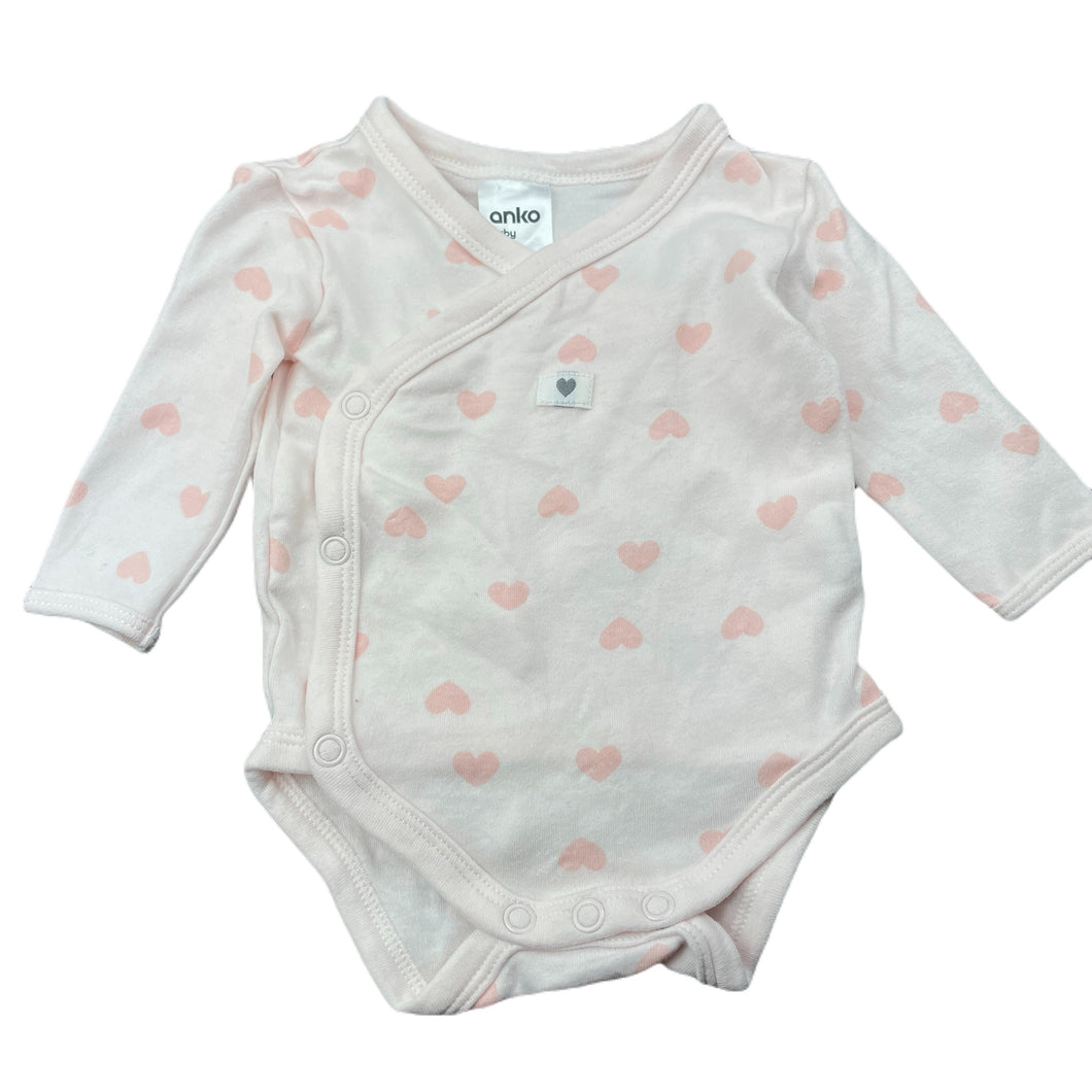 Girls Anko, pink cotton bodysuit / romper, EUC, size 0000,  