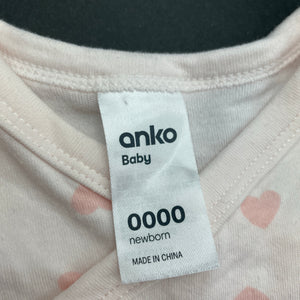 Girls Anko, pink cotton bodysuit / romper, EUC, size 0000,  