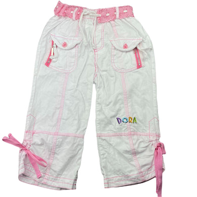 Girls JONE, Dora lightweight cotton pants, elasticated, Inside leg: 27cm, GUC, size 3,  