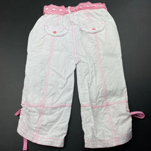 Girls JONE, Dora lightweight cotton pants, elasticated, Inside leg: 27cm, GUC, size 3,  