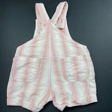 Load image into Gallery viewer, Girls Target, pink stripe cotton overalls / shortalls, FUC, size 000,  
