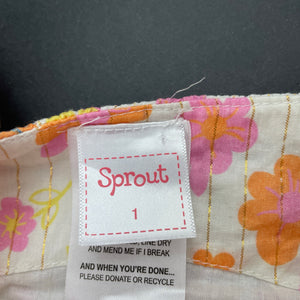Girls Sprout, cotton lined floral summer dress, EUC, size 1, L: 44cm
