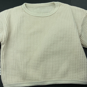 unisex Baby A, cream waffle long sleeve top, EUC, size 00,  