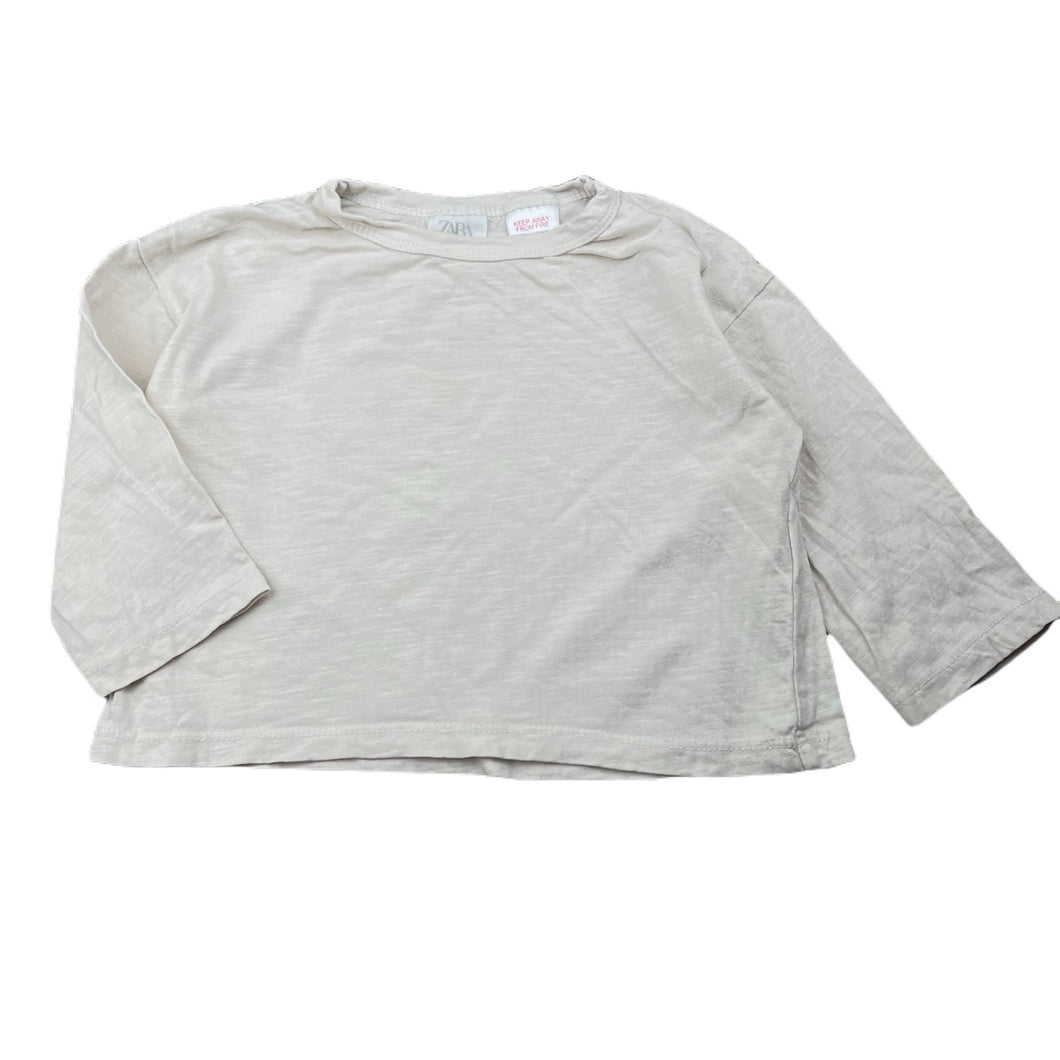 unisex Zara, beige cotton long sleeve top, GUC, size 0,  