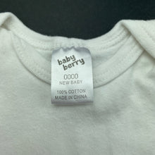 Load image into Gallery viewer, unisex Baby Berry, white cotton bodysuit / romper, GUC, size 0000,  