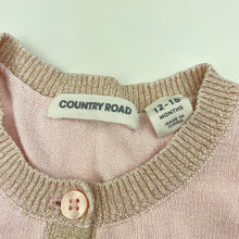 Load image into Gallery viewer, Girls Country Road, metallic trim knitted cotton cardigan, GUC, size 1,  