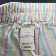 Load image into Gallery viewer, Girls Monsoon, striped lightweight cotton shorts, elasticated, GUC, size 2,  