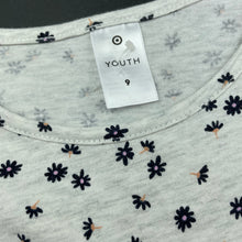 Load image into Gallery viewer, Girls Target, grey floral long sleeve dress, EUC, size 9, L: 68cm