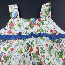 Load image into Gallery viewer, Girls Ollies Place, lightweight floral cotton summer romper, birds, GUC, size 000,  