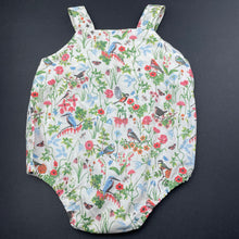 Load image into Gallery viewer, Girls Ollies Place, lightweight floral cotton summer romper, birds, GUC, size 000,  