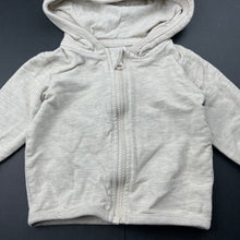 Load image into Gallery viewer, unisex Anko, oatmeal marle zip up hooded top, EUC, size 00,  