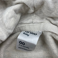 Load image into Gallery viewer, unisex Anko, oatmeal marle zip up hooded top, EUC, size 00,  