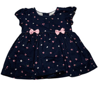 Load image into Gallery viewer, Girls Blue Sky, lined navy floral cotton dress, GUC, size 000, L: 33cm