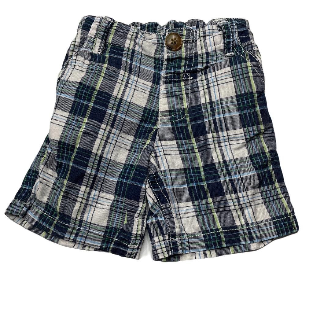 Boys Baby Biz, checked lightweight cotton shorts, elasticated, GUC, size 000,  