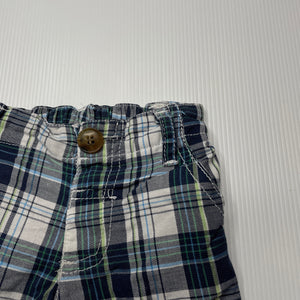Boys Baby Biz, checked lightweight cotton shorts, elasticated, GUC, size 000,  