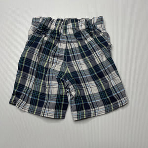 Boys Baby Biz, checked lightweight cotton shorts, elasticated, GUC, size 000,  