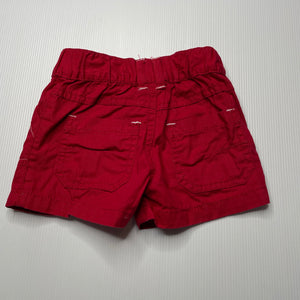 Boys Baby Biz, red cotton shorts, elasticated, GUC, size 00,  
