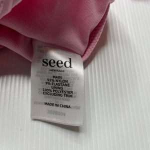 Girls Seed, pink riibed swim one-piece, small mark neck, FUC, size 0,  
