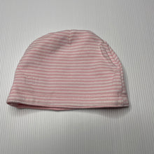 Load image into Gallery viewer, Girls Lonsdale, pink/pink &amp; white stripe reversible hat/beanie, EUC, size 00-0,  