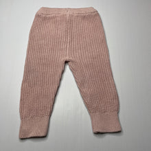 Load image into Gallery viewer, Girls Baby Berry, pink knitted cotton pants / bottoms, elasticated, GUC, size 0,  