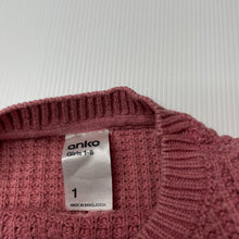 Load image into Gallery viewer, Girls Anko, knitted cotton sweater / jumper, GUC, size 1,  