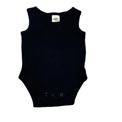 unisex Baby Berry, black cotton singletsuit / romper, GUC, size 0000,  