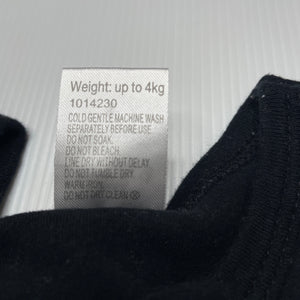 unisex Baby Berry, black cotton singletsuit / romper, GUC, size 0000,  
