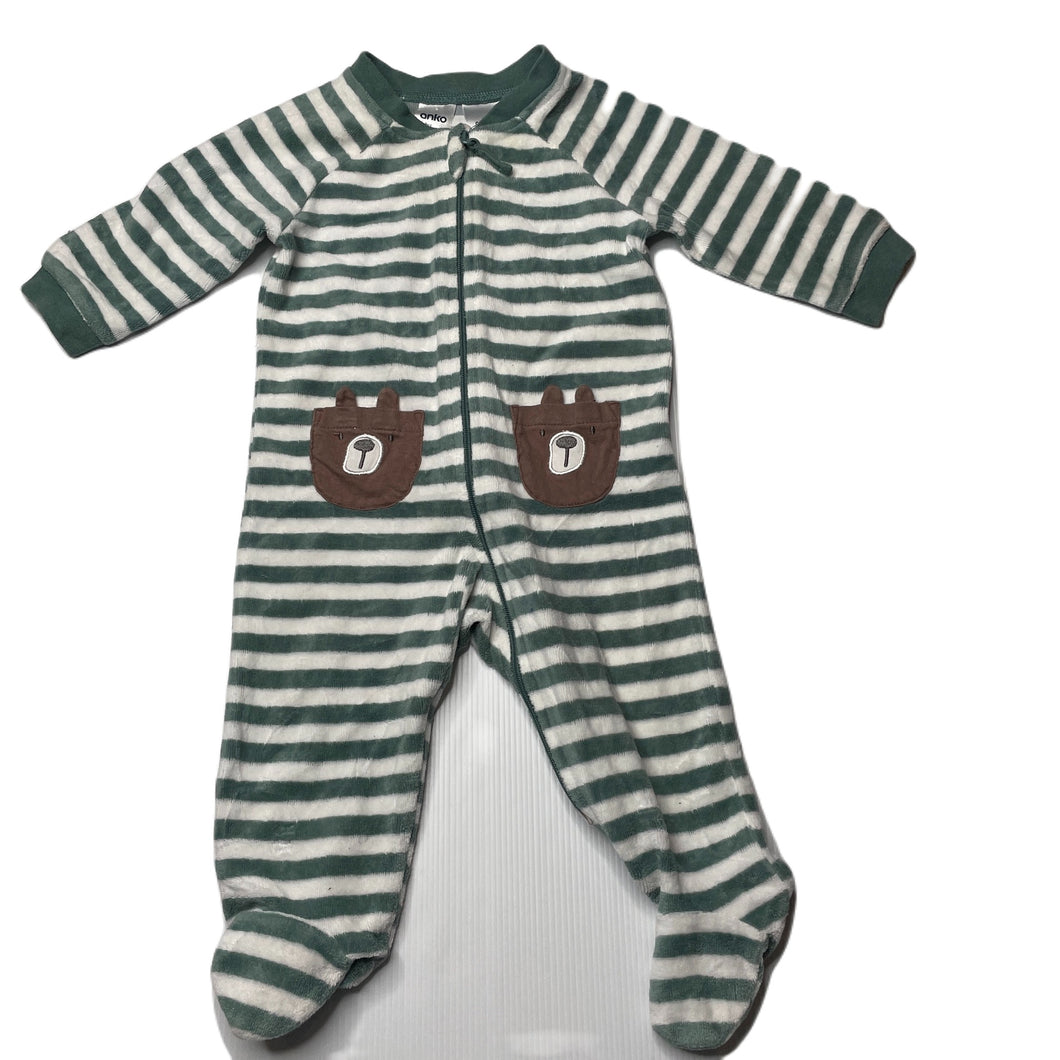 Boys Anko, velour zip coverall / romper, light marks, FUC, size 00,  
