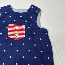 Load image into Gallery viewer, unisex Little Me, navy cotton romper, stars &amp; stripes, GUC, size 6 months,  