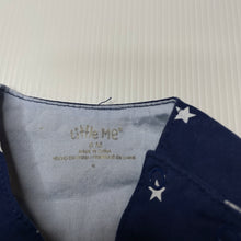 Load image into Gallery viewer, unisex Little Me, navy cotton romper, stars &amp; stripes, GUC, size 6 months,  