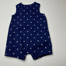 Load image into Gallery viewer, unisex Little Me, navy cotton romper, stars &amp; stripes, GUC, size 6 months,  