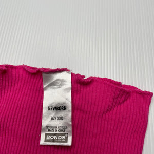 Girls Bonds, pink ribbed cotton singlet top, EUC, size 0000,  