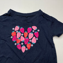 Load image into Gallery viewer, Girls Anko, navy cotton t-shirt / top, strawberries, EUC, size 1,  