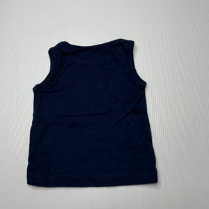 unisex Kids & Co, navy cotton singlet top, EUC, size 0000,  