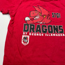 Load image into Gallery viewer, Boys NRL Supporter, St George Dragons cotton t-shirt / top, EUC, size 1,  