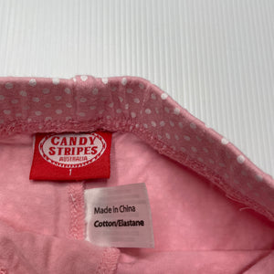 Girls CANDY STRIPES, pink & white spot leggings / bottoms, EUC, size 1,  