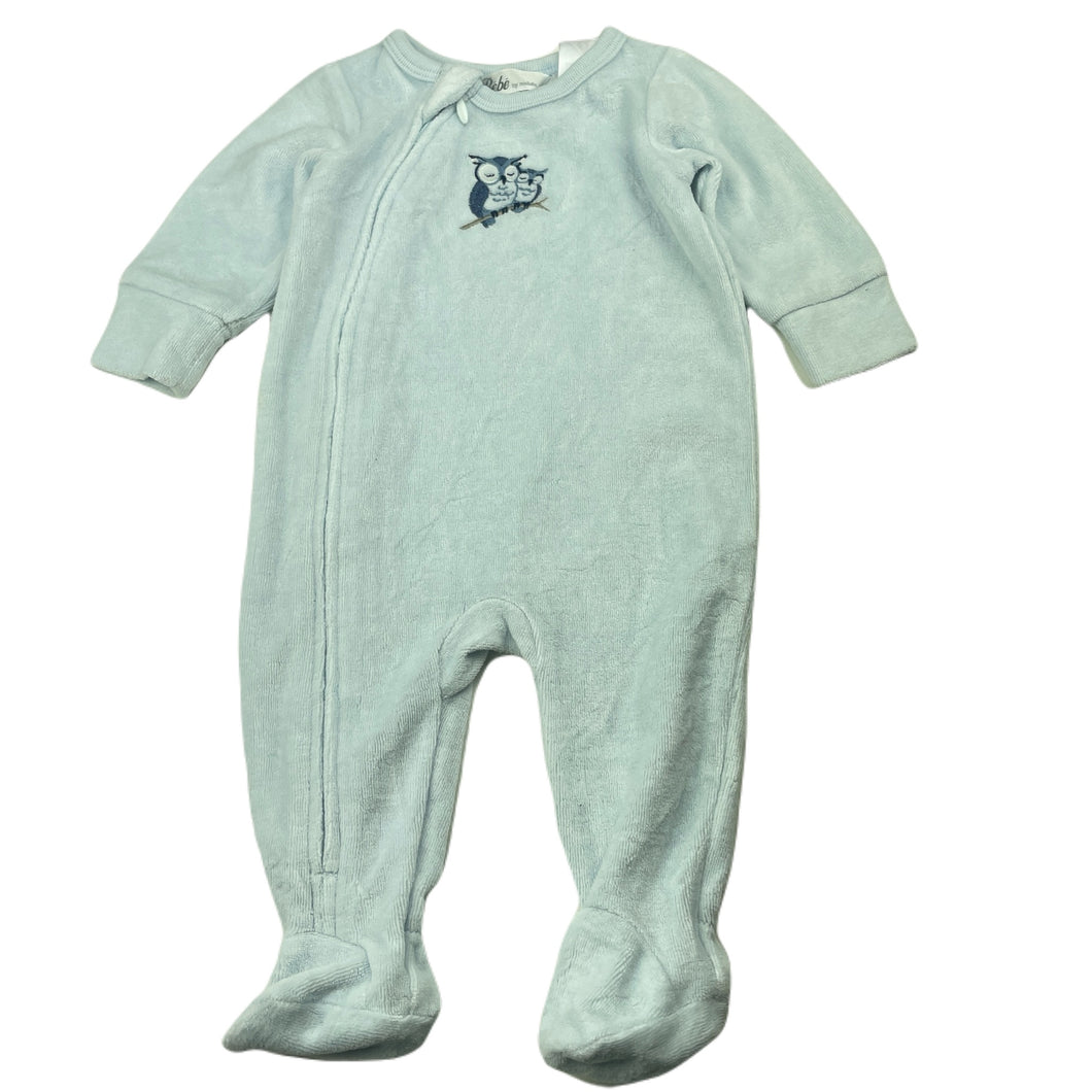 unisex Bebe by Minihaha, embroidered velour zip coverall / romper, EUC, size 000,  