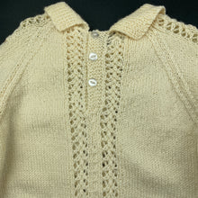 Load image into Gallery viewer, Girls handmade, knitted sweater / jumper, small mark left shoulder, armpit to armpit: 26.5cm, armpit to cuff: 20cm, FUC, size 1,  