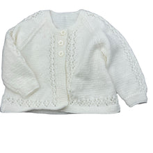 Load image into Gallery viewer, Girls handmade, knitted cardigan, armpit to armpit: 23cm, armpit to cuff: 16cm, EUC, size 000,  