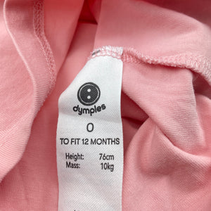 Girls Dymples, pink stretchy t-shirt / top, GUC, size 0,  