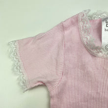 Load image into Gallery viewer, Girls Baby Baby, lace trim ribbed cotton bodysuit / romper, EUC, size 0,  