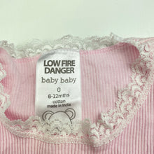 Load image into Gallery viewer, Girls Baby Baby, lace trim ribbed cotton bodysuit / romper, EUC, size 0,  
