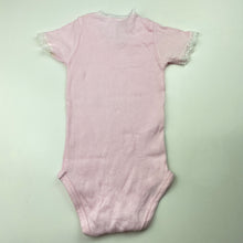 Load image into Gallery viewer, Girls Baby Baby, lace trim ribbed cotton bodysuit / romper, EUC, size 0,  