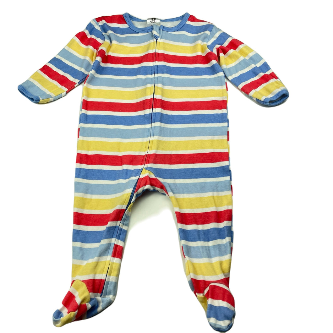 unisex Dymples, striped cotton zip coverall / romper, GUC, size 00,  